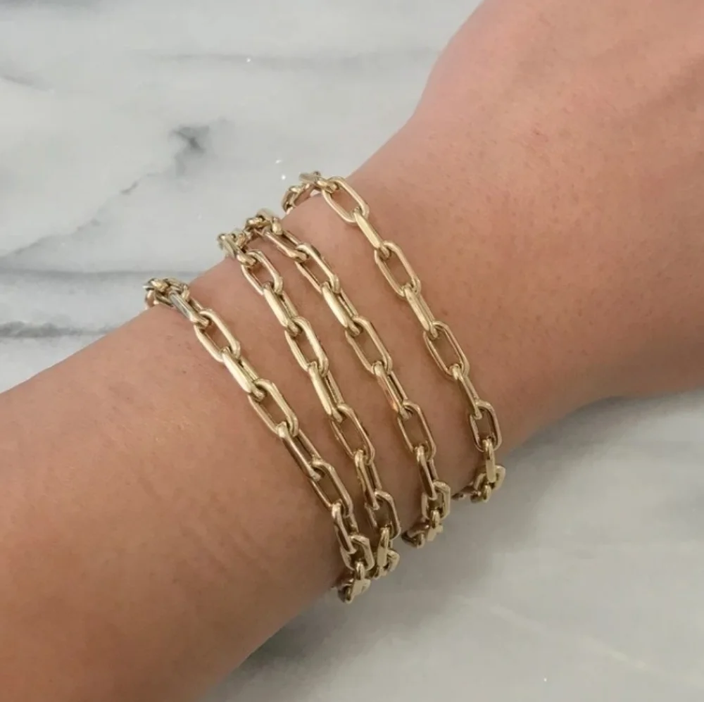 NEW 14k‎ Gold-Plated Paperclip Adjustable Bangle Bracelet